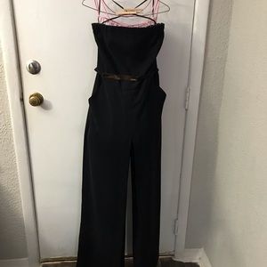 The Limited Strapless Black Jumpsuit Gold Belt M Classic Mimimalist Retro Glam